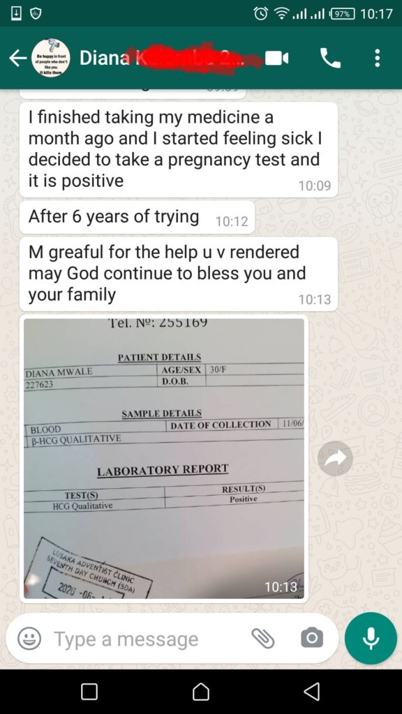 (107)Zambian Client Pregnant After 6 yrs infertility_