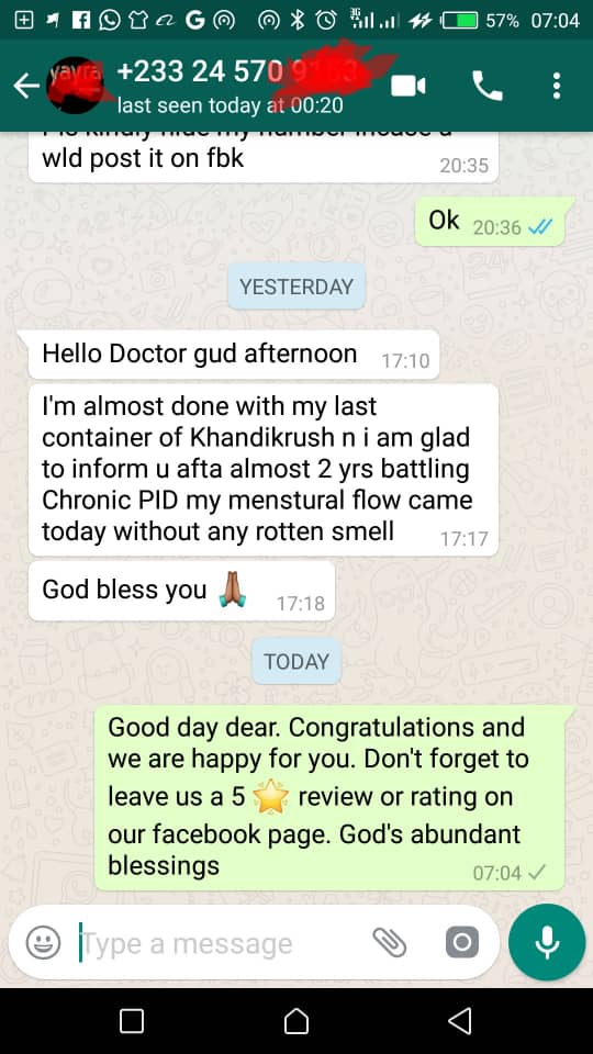 (51) 2 yrs chronic pid cleared, foul menses cleared_